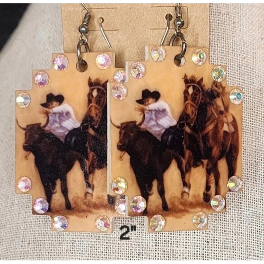 E20. Steer Rodeo Drop Earrings